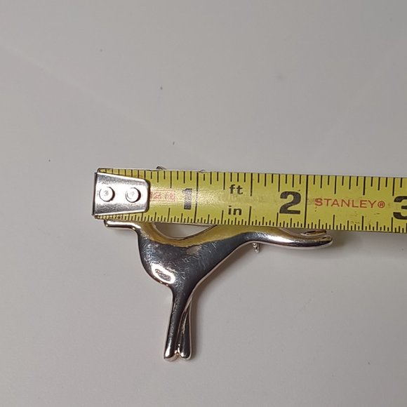 Silver Tone Metal Jumping Reindeer Brooch - Picture 5 of 9